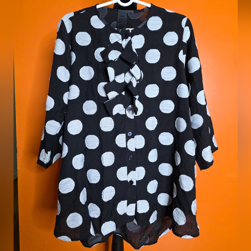 Kedem Sasson Polka Dot Blouse Sz:2